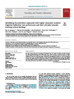 Identifying Characteristics Associated With Higher Education Teachers Cognitive Reflection Test Performance And Their Attit